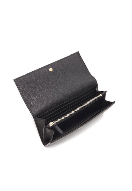 Coccinelle Metallic Soft Flap Over Wallet in Black